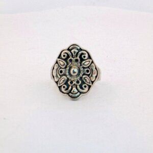 Vintage Sterling Silver 925 Ornate Filigree Statement Ring Size 7.5 Estate Jewel